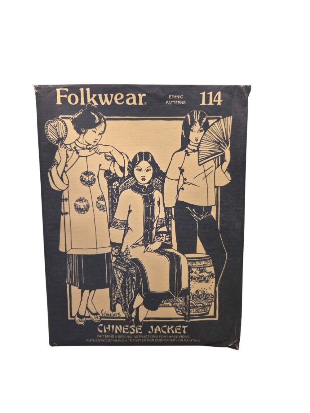 Folkwear Chinese Jacket Sewing Pattern Three Views Ethnic Design #114 Uncut